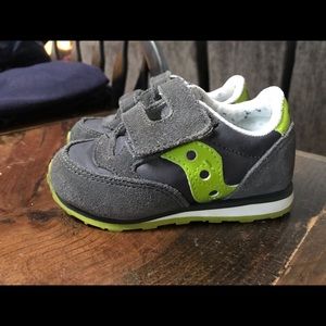 Saucony jazz hook and loop sneaker.